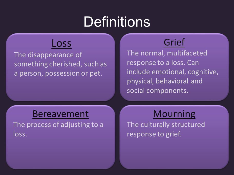 bereavement and grief input