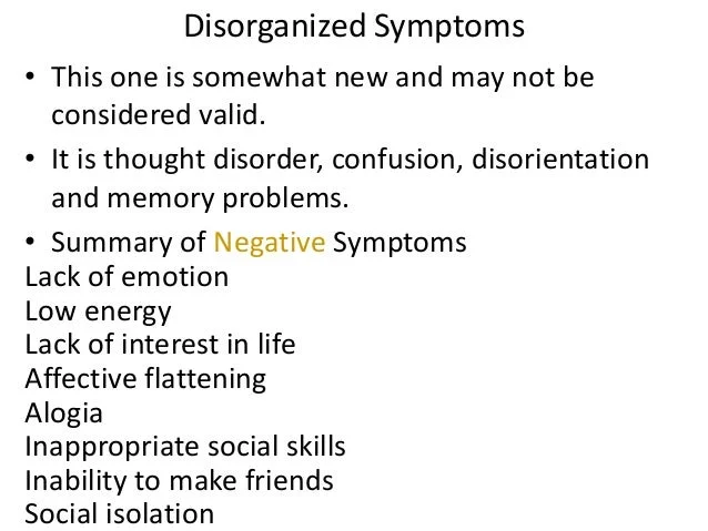 Symptoms of Disorganized Schizophrenia