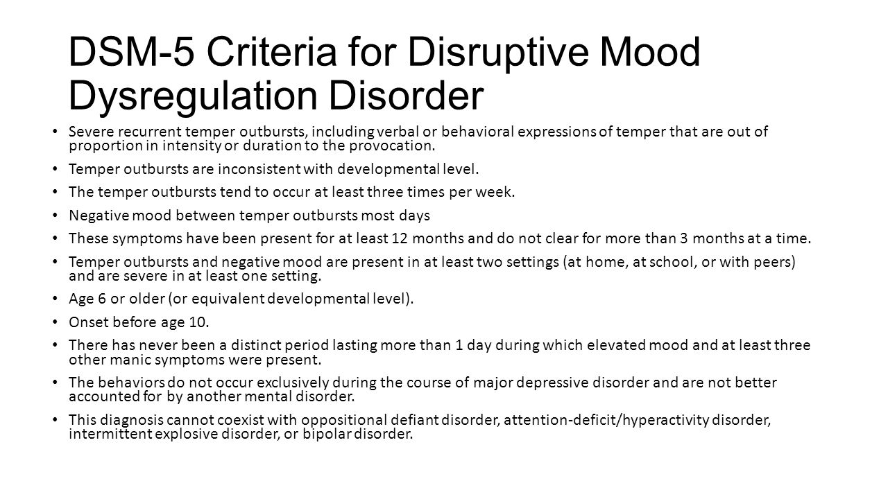 Disruptive Mood Dysregulation Disorder DSM 5