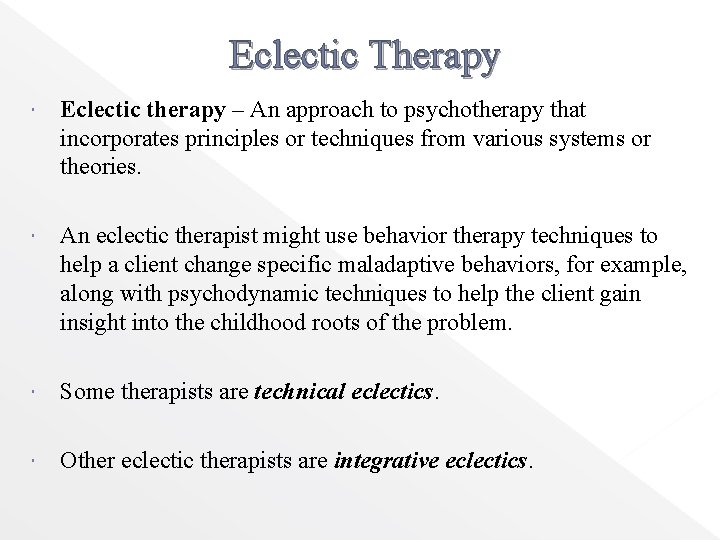 eclectic therapy